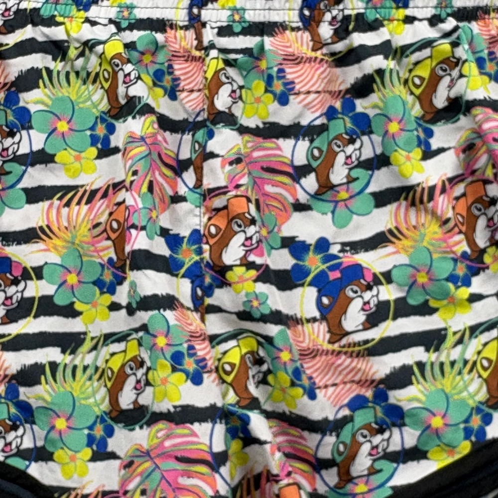 Buc-ee's Beaver Mascot Womens L Dolphin Running Shorts Tropical Lined Novelty - Picture 4 of 12